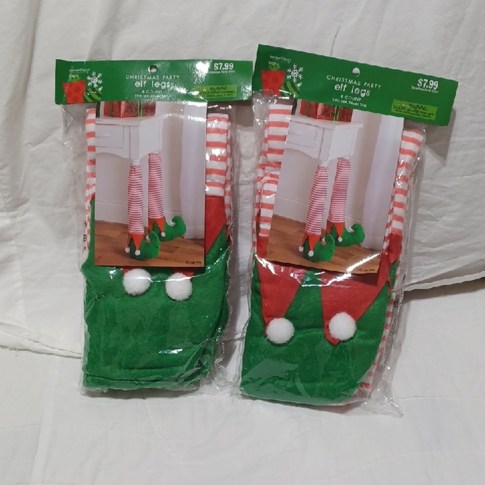 Christmas Party Elf Leggings Chair Leg Covers 2 Packs Of 4